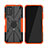 Silicone Matte Finish and Plastic Back Cover Case with Magnetic Finger Ring Stand JX2 for Nokia G100 Orange