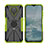 Silicone Matte Finish and Plastic Back Cover Case with Magnetic Finger Ring Stand JX2 for Nokia G20