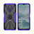 Silicone Matte Finish and Plastic Back Cover Case with Magnetic Finger Ring Stand JX2 for Nokia G20 Purple