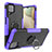 Silicone Matte Finish and Plastic Back Cover Case with Magnetic Finger Ring Stand JX2 for Samsung Galaxy M12 Purple