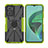 Silicone Matte Finish and Plastic Back Cover Case with Magnetic Finger Ring Stand JX2 for Xiaomi Redmi 10 5G Green