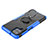 Silicone Matte Finish and Plastic Back Cover Case with Magnetic Finger Ring Stand JX3 for Samsung Galaxy F12 Blue