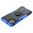 Silicone Matte Finish and Plastic Back Cover Case with Magnetic Finger Ring Stand JX3 for Samsung Galaxy M12 Blue
