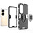 Silicone Matte Finish and Plastic Back Cover Case with Magnetic Finger Ring Stand KC1 for Huawei Honor 70 Pro+ Plus 5G