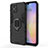 Silicone Matte Finish and Plastic Back Cover Case with Magnetic Finger Ring Stand KC1 for Huawei Nova 8 SE 4G Black