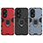 Silicone Matte Finish and Plastic Back Cover Case with Magnetic Finger Ring Stand KC1 for Huawei P50