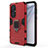 Silicone Matte Finish and Plastic Back Cover Case with Magnetic Finger Ring Stand KC1 for Huawei P50 Pro Red