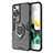 Silicone Matte Finish and Plastic Back Cover Case with Magnetic Finger Ring Stand KC1 for Huawei P60