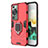 Silicone Matte Finish and Plastic Back Cover Case with Magnetic Finger Ring Stand KC1 for Huawei P60