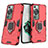 Silicone Matte Finish and Plastic Back Cover Case with Magnetic Finger Ring Stand KC1 for Huawei P60