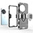 Silicone Matte Finish and Plastic Back Cover Case with Magnetic Finger Ring Stand KC1 for OnePlus Ace 2 Pro 5G