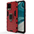 Silicone Matte Finish and Plastic Back Cover Case with Magnetic Finger Ring Stand KC1 for Realme 8 4G Red