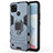 Silicone Matte Finish and Plastic Back Cover Case with Magnetic Finger Ring Stand KC1 for Realme C21Y