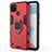 Silicone Matte Finish and Plastic Back Cover Case with Magnetic Finger Ring Stand KC1 for Realme C21Y Red