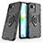 Silicone Matte Finish and Plastic Back Cover Case with Magnetic Finger Ring Stand KC1 for Realme C30