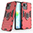 Silicone Matte Finish and Plastic Back Cover Case with Magnetic Finger Ring Stand KC1 for Realme C30