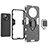 Silicone Matte Finish and Plastic Back Cover Case with Magnetic Finger Ring Stand KC1 for Realme Narzo 60 5G