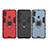 Silicone Matte Finish and Plastic Back Cover Case with Magnetic Finger Ring Stand KC1 for Samsung Galaxy M11