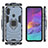 Silicone Matte Finish and Plastic Back Cover Case with Magnetic Finger Ring Stand KC1 for Samsung Galaxy M11