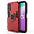 Silicone Matte Finish and Plastic Back Cover Case with Magnetic Finger Ring Stand KC1 for Vivo iQOO U1