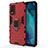 Silicone Matte Finish and Plastic Back Cover Case with Magnetic Finger Ring Stand KC1 for Vivo V21e 4G