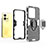 Silicone Matte Finish and Plastic Back Cover Case with Magnetic Finger Ring Stand KC1 for Vivo V25 5G