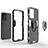 Silicone Matte Finish and Plastic Back Cover Case with Magnetic Finger Ring Stand KC1 for Vivo Y02S