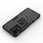 Silicone Matte Finish and Plastic Back Cover Case with Magnetic Finger Ring Stand KC1 for Vivo Y02S