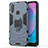 Silicone Matte Finish and Plastic Back Cover Case with Magnetic Finger Ring Stand KC1 for Vivo Y11