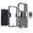 Silicone Matte Finish and Plastic Back Cover Case with Magnetic Finger Ring Stand KC1 for Vivo Y35 4G