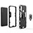 Silicone Matte Finish and Plastic Back Cover Case with Magnetic Finger Ring Stand KC1 for Vivo Y3s