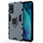 Silicone Matte Finish and Plastic Back Cover Case with Magnetic Finger Ring Stand KC1 for Vivo Y73 (2021)