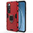 Silicone Matte Finish and Plastic Back Cover Case with Magnetic Finger Ring Stand KC1 for Xiaomi Mi 10S 5G Red