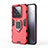 Silicone Matte Finish and Plastic Back Cover Case with Magnetic Finger Ring Stand KC1 for Xiaomi Mi 14 5G