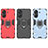 Silicone Matte Finish and Plastic Back Cover Case with Magnetic Finger Ring Stand KC1 for Xiaomi Poco C65