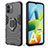 Silicone Matte Finish and Plastic Back Cover Case with Magnetic Finger Ring Stand KC1 for Xiaomi Redmi A2 Plus