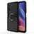 Silicone Matte Finish and Plastic Back Cover Case with Magnetic Finger Ring Stand KC1 for Xiaomi Redmi K40 Pro 5G Black