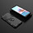 Silicone Matte Finish and Plastic Back Cover Case with Magnetic Finger Ring Stand KC1 for Xiaomi Redmi Note 10 4G Black