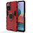 Silicone Matte Finish and Plastic Back Cover Case with Magnetic Finger Ring Stand KC1 for Xiaomi Redmi Note 10 Pro Max Red