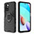 Silicone Matte Finish and Plastic Back Cover Case with Magnetic Finger Ring Stand KC1 for Xiaomi Redmi Note 11 4G (2021)