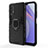 Silicone Matte Finish and Plastic Back Cover Case with Magnetic Finger Ring Stand KC1 for Xiaomi Redmi Note 9 4G Black