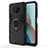 Silicone Matte Finish and Plastic Back Cover Case with Magnetic Finger Ring Stand KC1 for Xiaomi Redmi Note 9T 5G Black