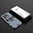 Silicone Matte Finish and Plastic Back Cover Case with Magnetic Finger Ring Stand KC2 for OnePlus 10 Pro 5G