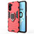 Silicone Matte Finish and Plastic Back Cover Case with Magnetic Finger Ring Stand KC2 for Realme 10 4G