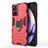 Silicone Matte Finish and Plastic Back Cover Case with Magnetic Finger Ring Stand KC2 for Realme 10 Pro 5G Red