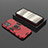 Silicone Matte Finish and Plastic Back Cover Case with Magnetic Finger Ring Stand KC2 for Realme 9 5G