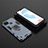 Silicone Matte Finish and Plastic Back Cover Case with Magnetic Finger Ring Stand KC2 for Realme C21Y