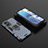 Silicone Matte Finish and Plastic Back Cover Case with Magnetic Finger Ring Stand KC2 for Realme GT Neo 3T 5G