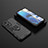 Silicone Matte Finish and Plastic Back Cover Case with Magnetic Finger Ring Stand KC2 for Realme GT Neo 3T 5G Black