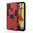 Silicone Matte Finish and Plastic Back Cover Case with Magnetic Finger Ring Stand KC2 for Samsung Galaxy M21s